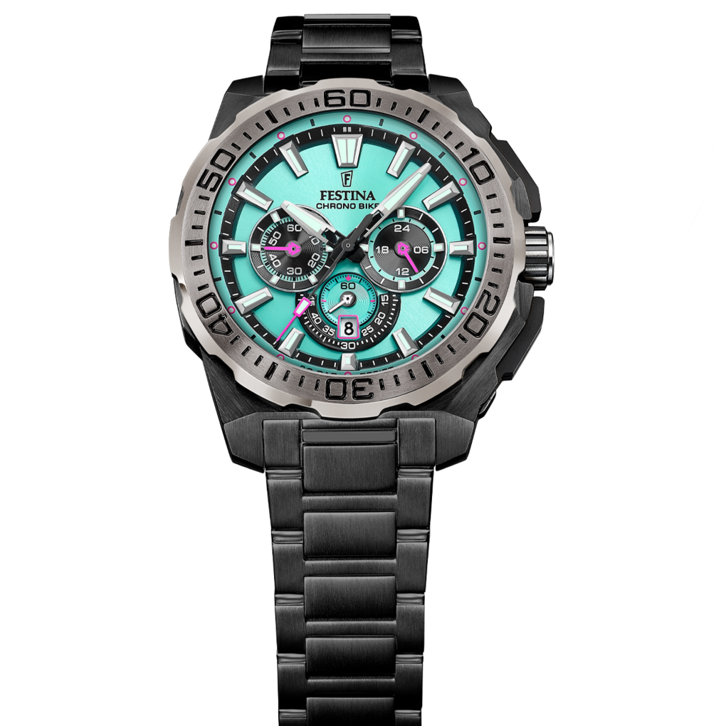Festina Herrenuhr F20731/3 Chrono Bike Chronograph Edelstahl Schwarz Türkis