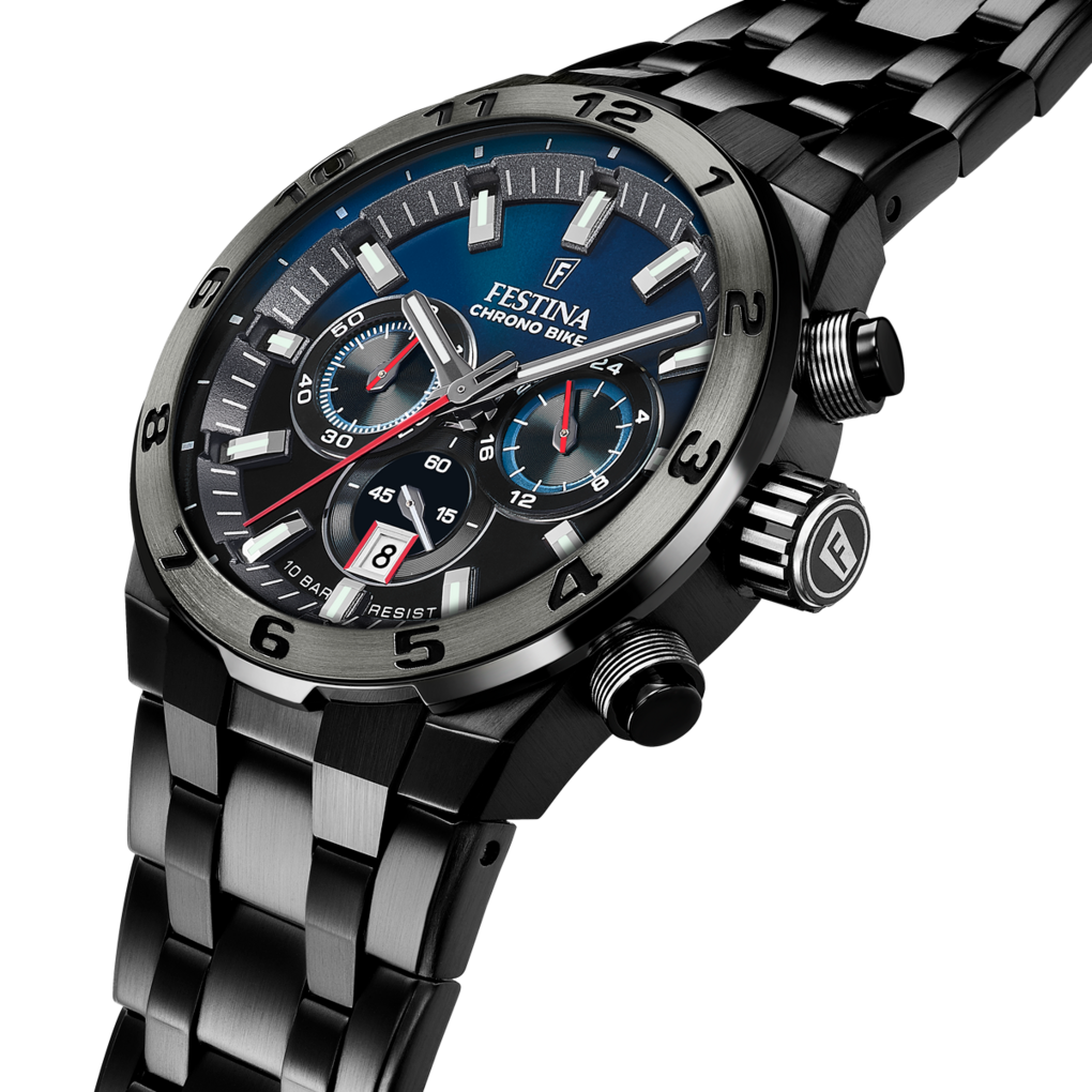 Festina Herrenuhr F20673/1 Chrono Bike Chronograph Schwarz Blau Edelstahl