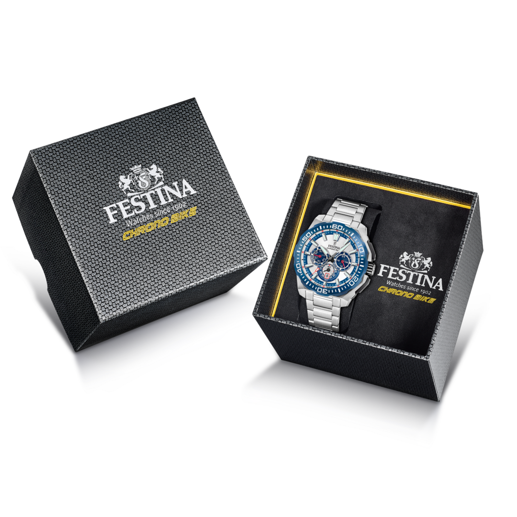 Festina Herrenuhr F20724/1 Chrono Bike Chronograph Edelstahl Silber Blau
