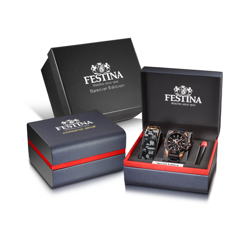 Festina Herrenuhr F20645/1 Chrono Bike Chronograph Schwarz Roségold