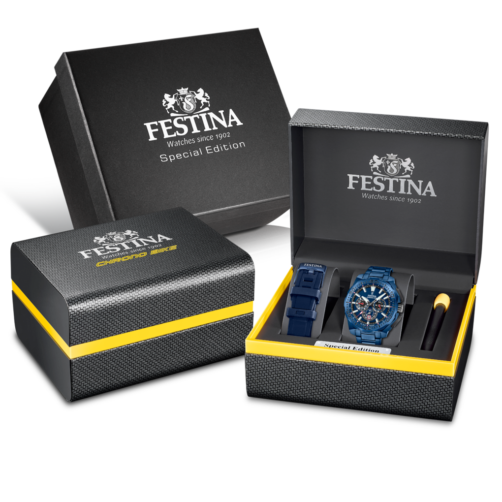 Festina Herrenuhr F20729/1 Chrono Bike Chronograph Blau Edelstahl