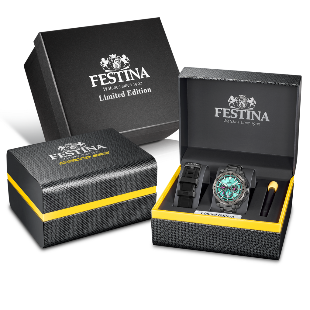 Festina Herrenuhr F20731/3 Chrono Bike Chronograph Edelstahl Schwarz Türkis