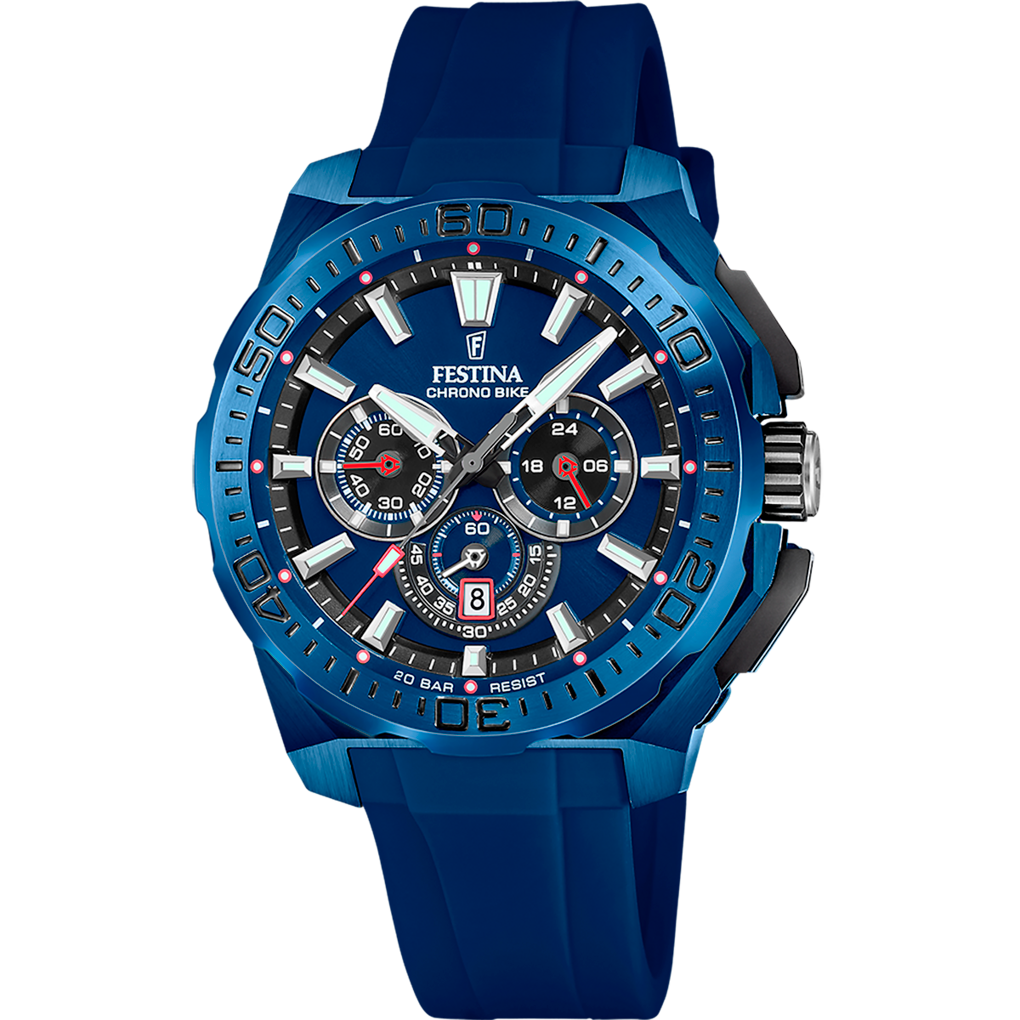 Festina Herrenuhr F20729/1 Chrono Bike Chronograph Blau Edelstahl