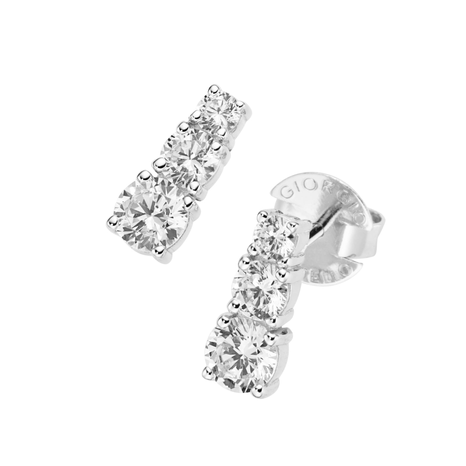 Ohrstecker mit Zirkonia aus 925 Sterling Silber rhodiniert – Eleganter Silber Ohrschmuck Damen