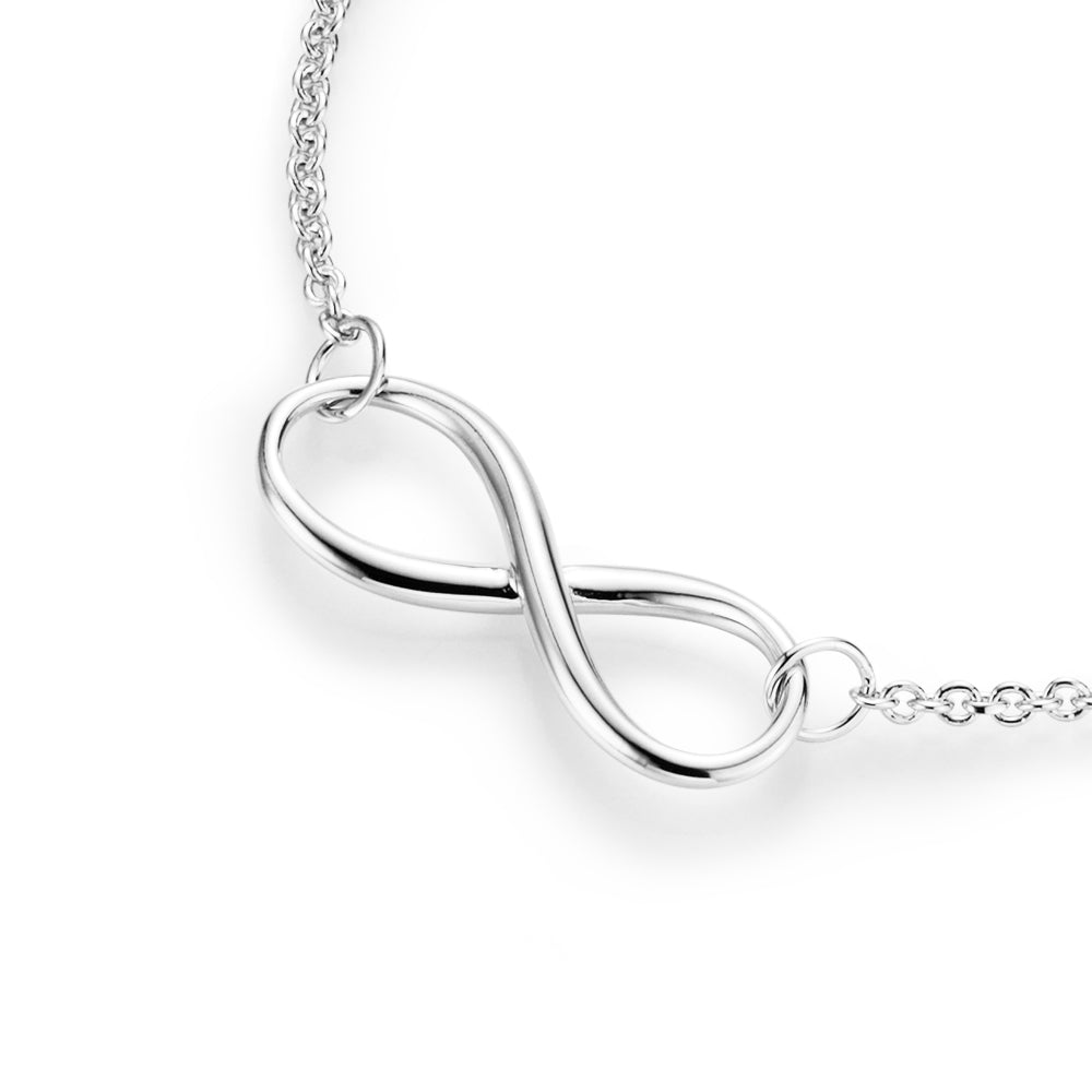 Collier 45 cm aus 925 Silber rhodiniert mit Infinity Zeichen – Elegante Silberkette Damen