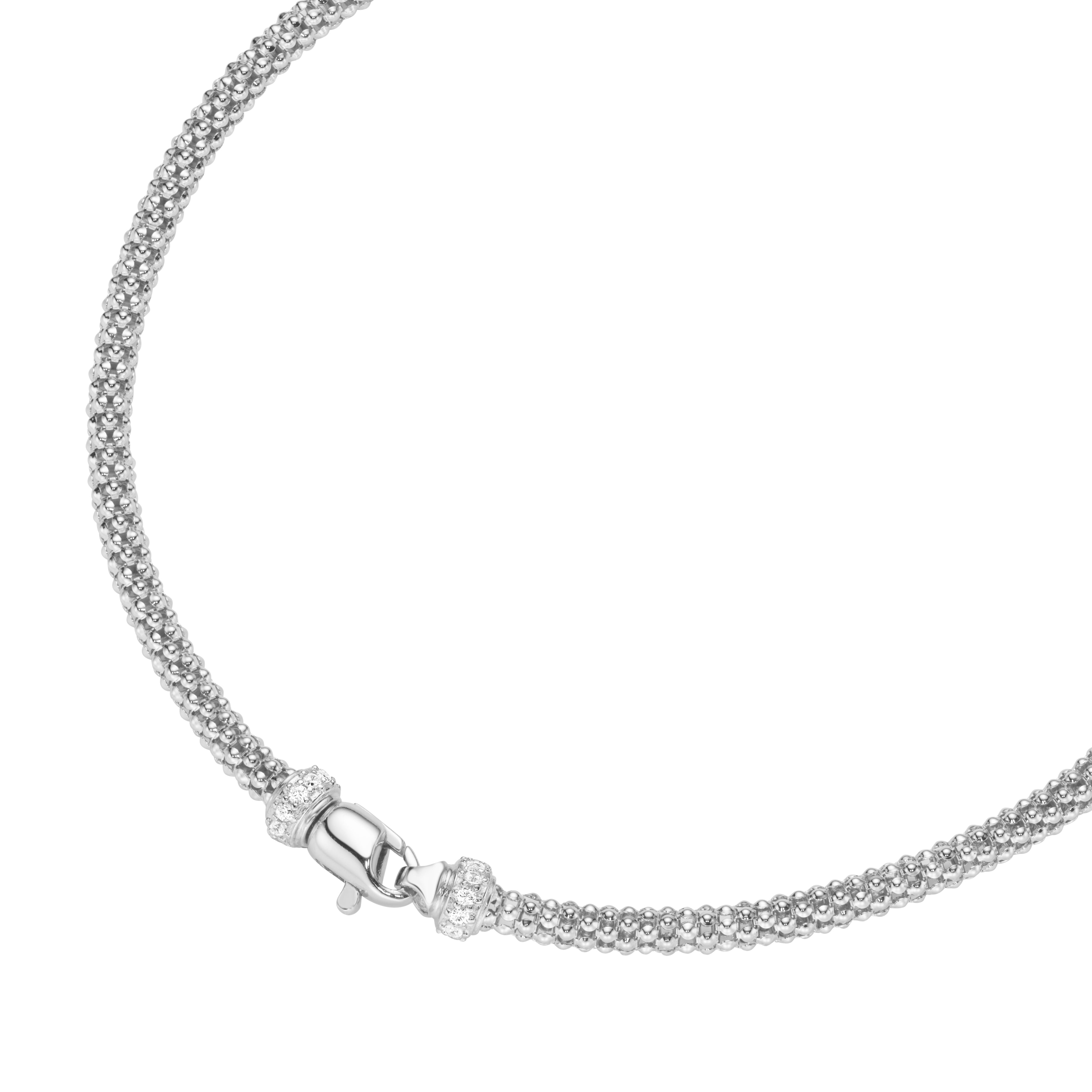 Collier 45 cm aus 925 Silber rhodiniert – Elegante Silberkette mit Strukturdesign