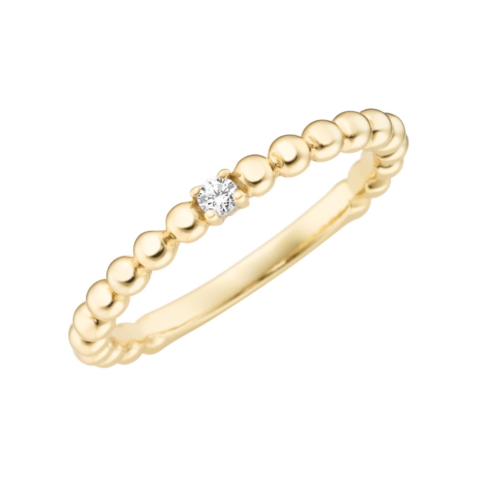 Ring aus 585 Gelbgold mit Brillant – Eleganter Damenring im Kugeldesign