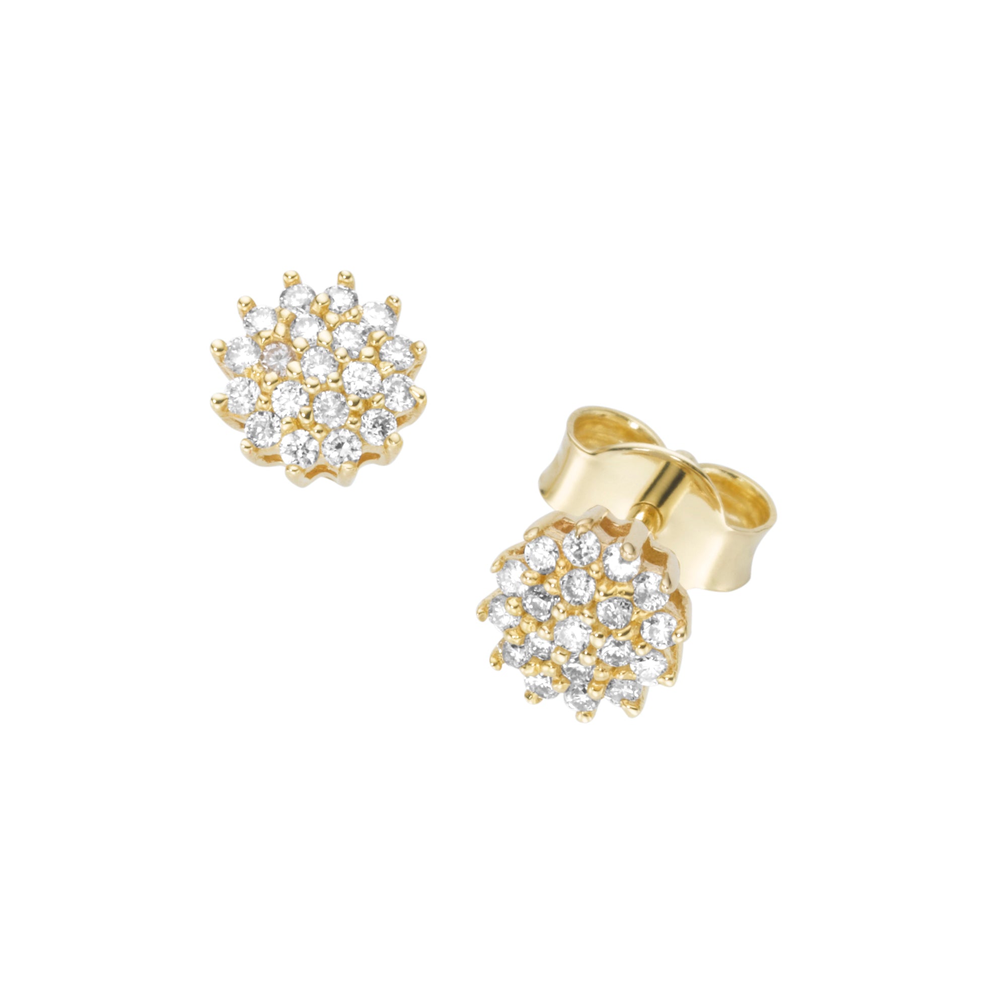 Ohrstecker Blüte aus 585 Gelbgold mit Brillanten – Diamant Ohrstecker Damen