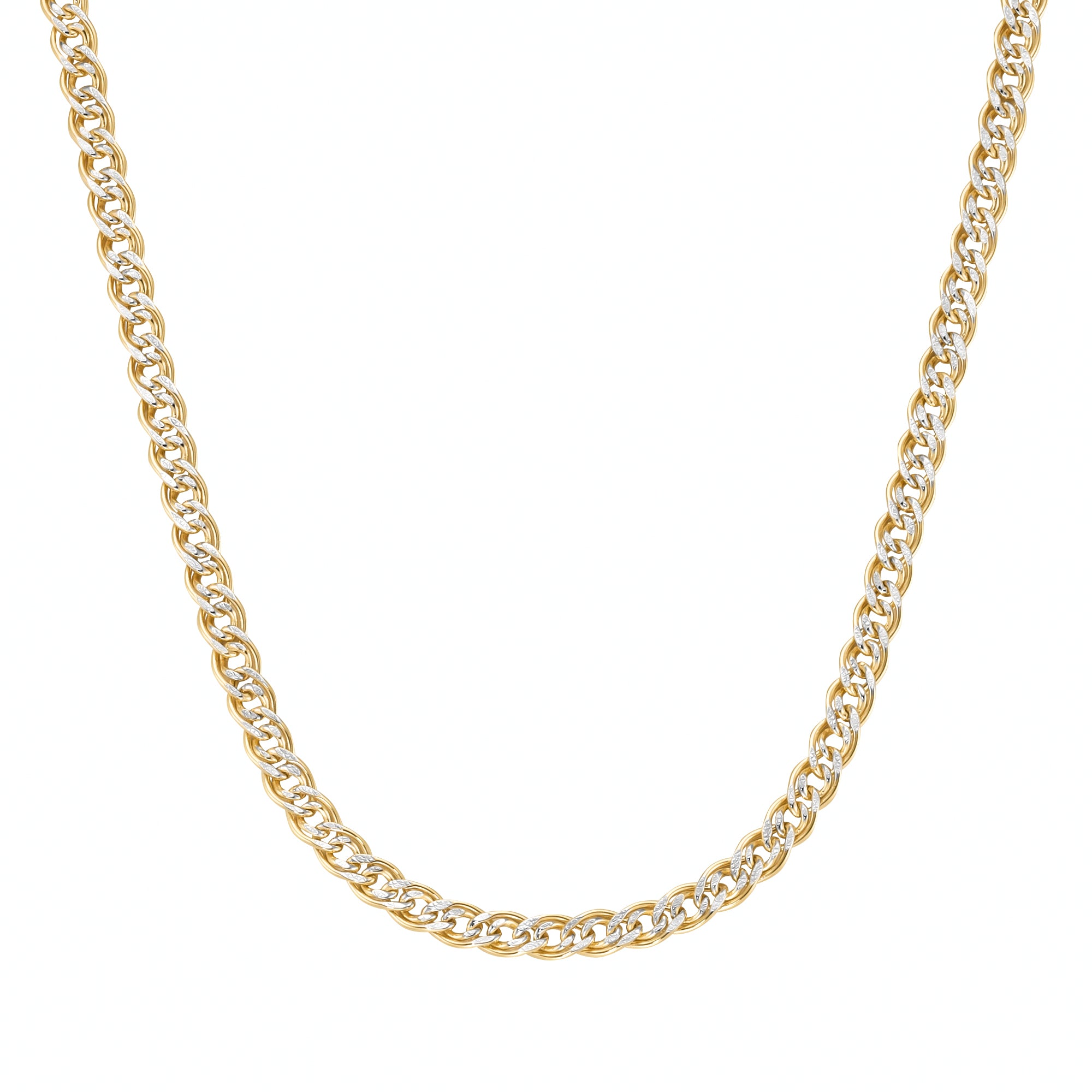 Collier aus 585 Gelb-Weißgold – Bicolor Goldkette mit Panzerkette Design