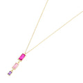 Collier 45 cm aus 375 Gelbgold mit multicolor Baguette Steinen – Moderne Goldkette