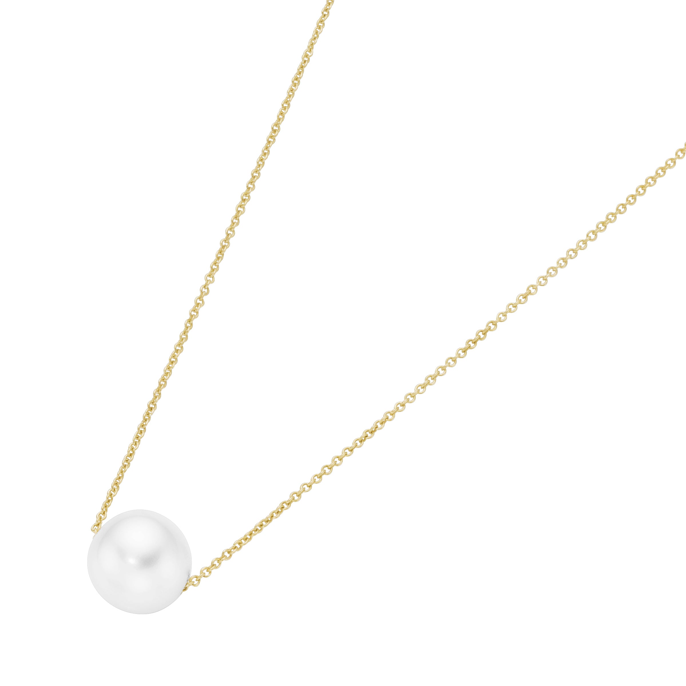 Collier 45 cm aus 375 Gelbgold mit Süßwasserperle – Elegante Goldkette mit Perle