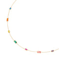 Collier 45 cm aus 375 Gelbgold mit multicolor Baguette Steinen – Diamantierte Ankerkette