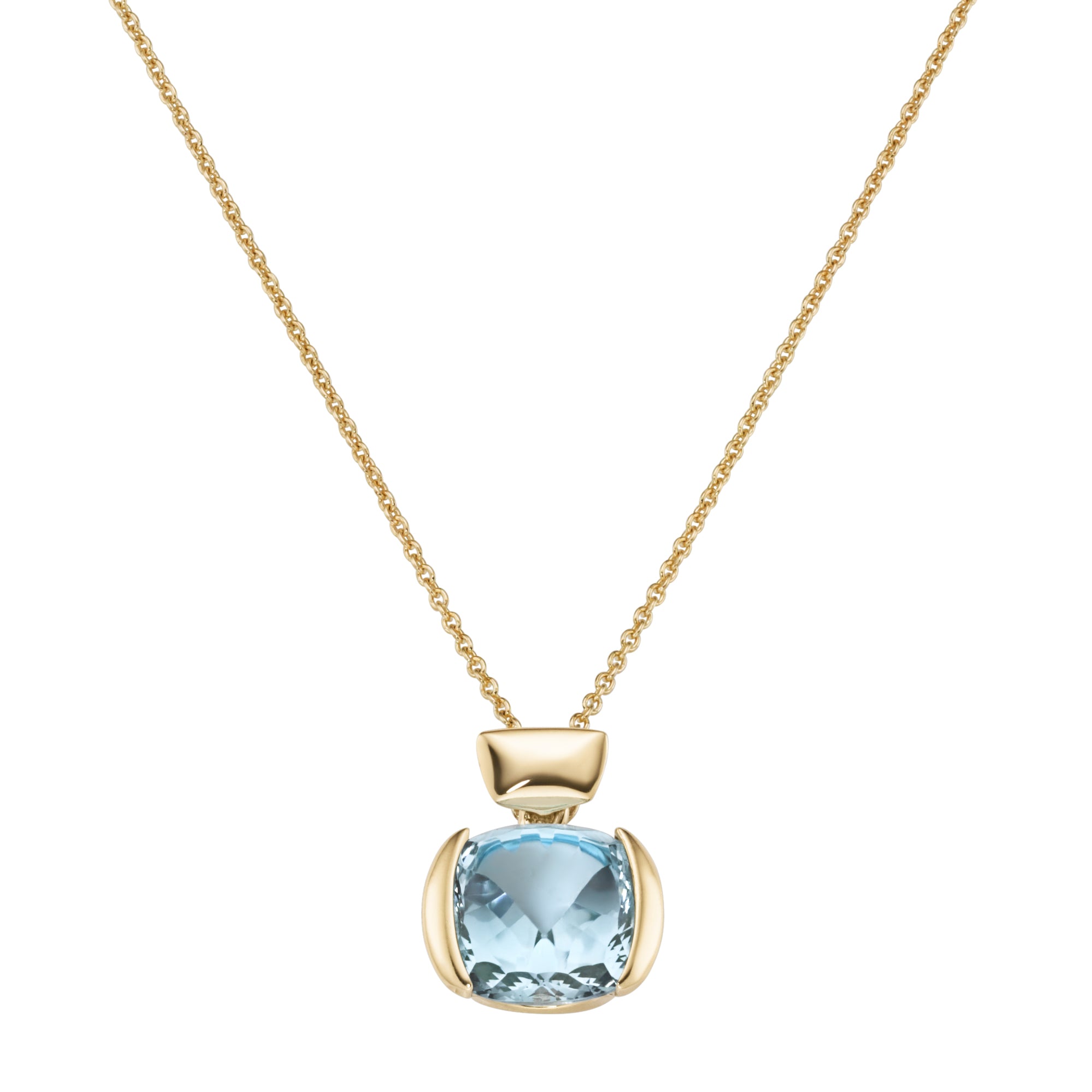 Collier 45 cm mit Blautopas aus 375 Gold – Elegante Halskette aus Gelbgold