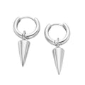 Klappcreolen mit Spike Anhänger aus 925 Sterling Silber rhodiniert – Moderne Damen Creolen Silber