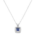 Collier mit blauem Korund und Zirkonia aus 925 Sterling Silber rhodiniert – Damen Halskette 45 cm
