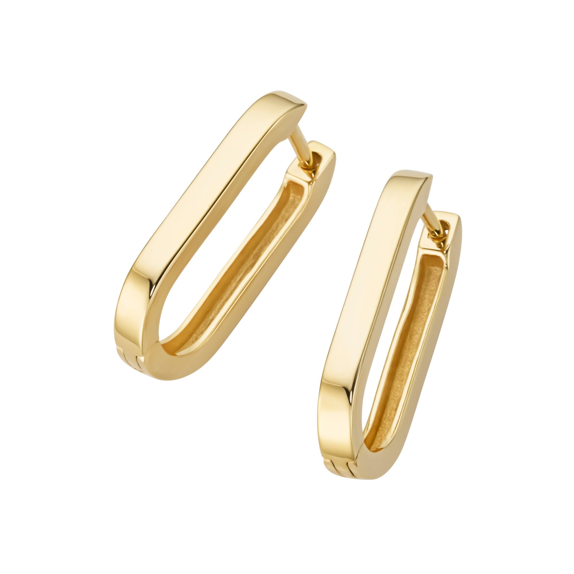 Klappcreolen oval aus 925 Sterling Silber gelb vergoldet – Elegante Damen Creolen Goldoptik