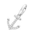 Charm Anker mit Zirkonia aus 925 Sterling Silber rhodiniert – Silber Anhänger für Armband & Kette