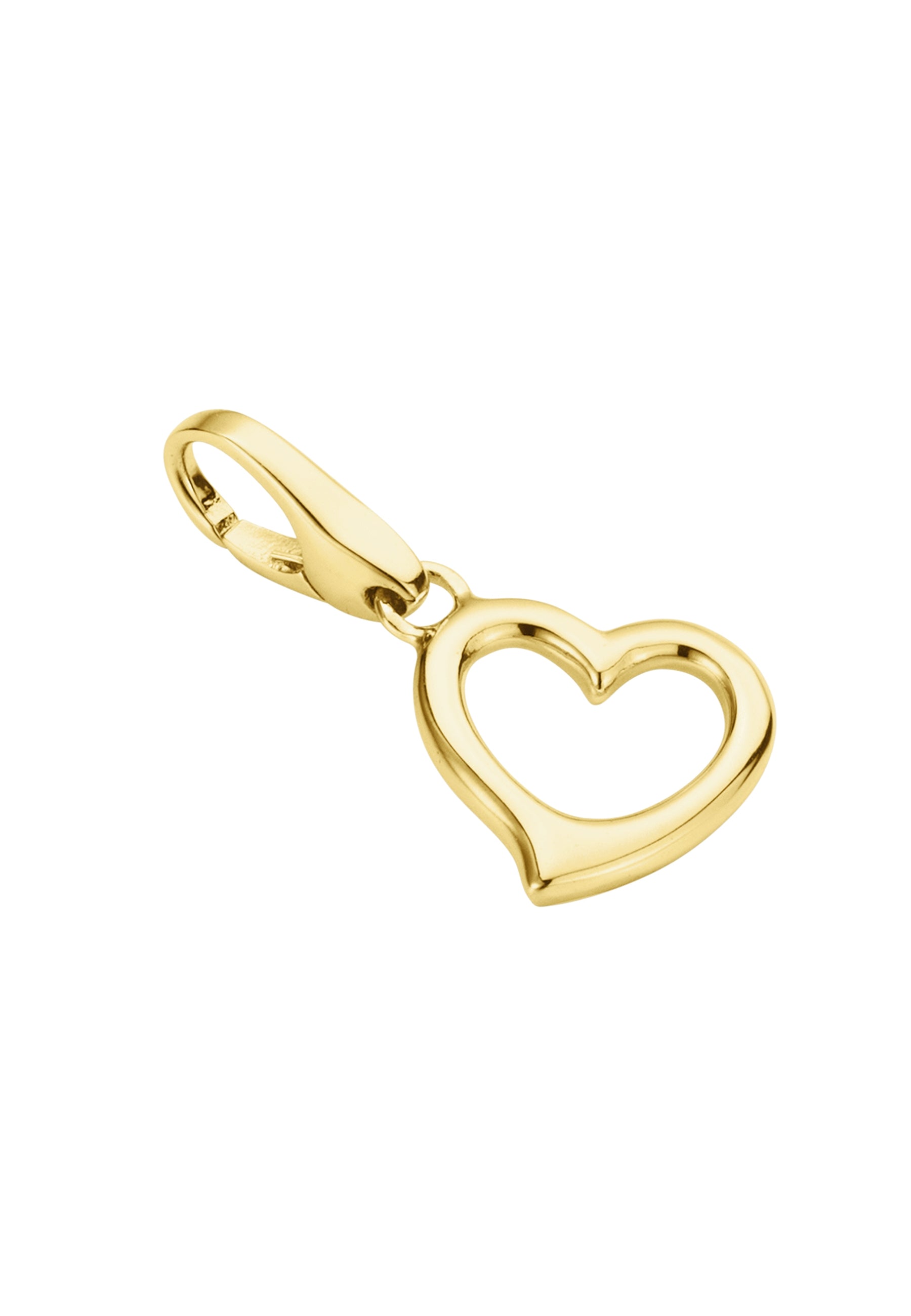 Charm Floating Heart aus 925 Sterling Silber gelb vergoldet – Herz Anhänger für Armband & Kette