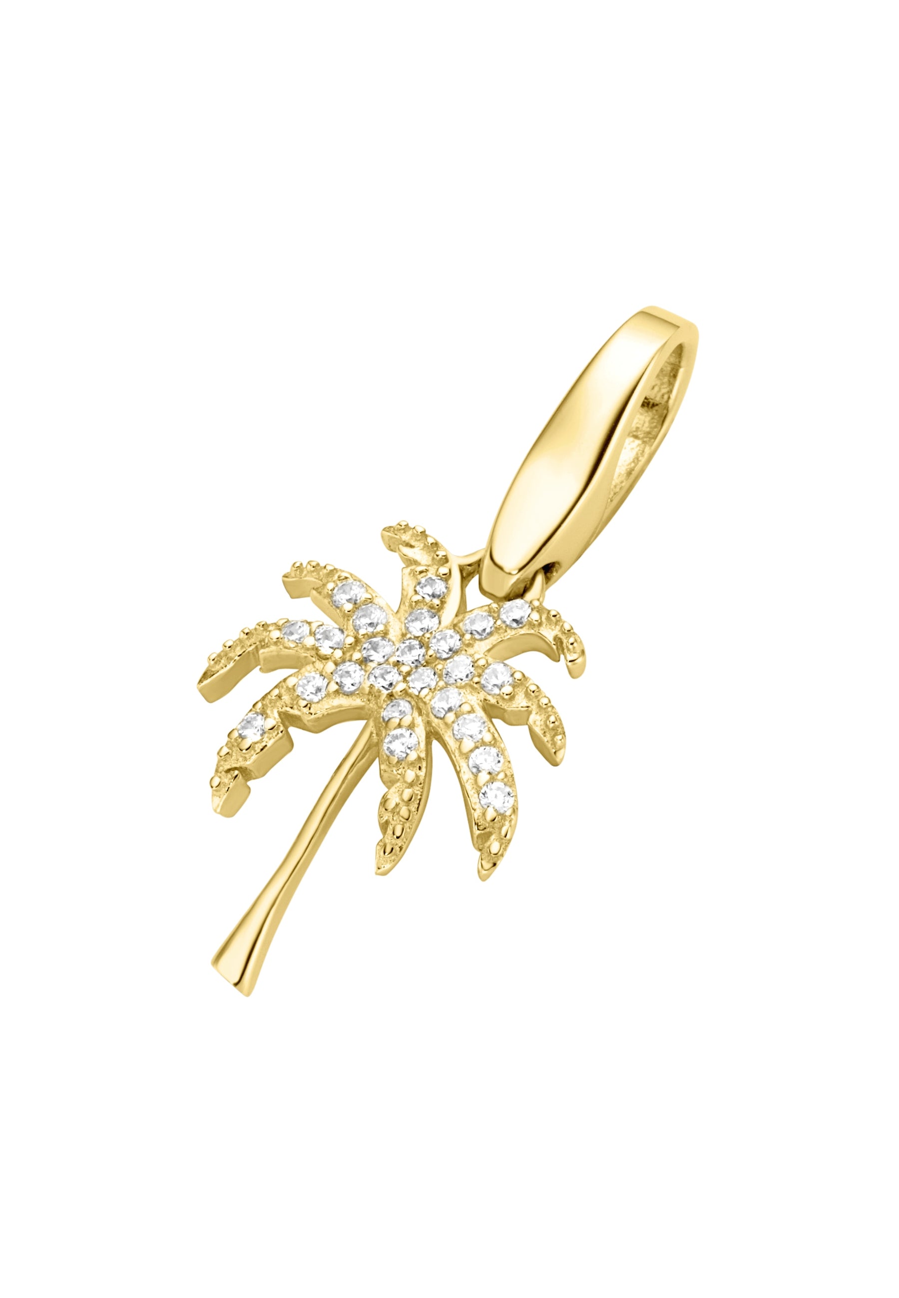 Charm Palme mit Zirkonia vergoldet – 925 Sterling Silber Anhänger für Armband & Kette