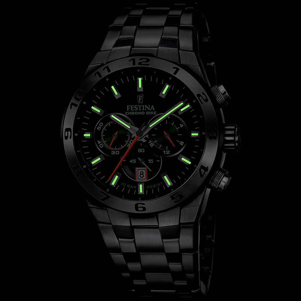 Festina Herrenuhr F20670/2 Chrono Bike Chronograph Edelstahl Grün