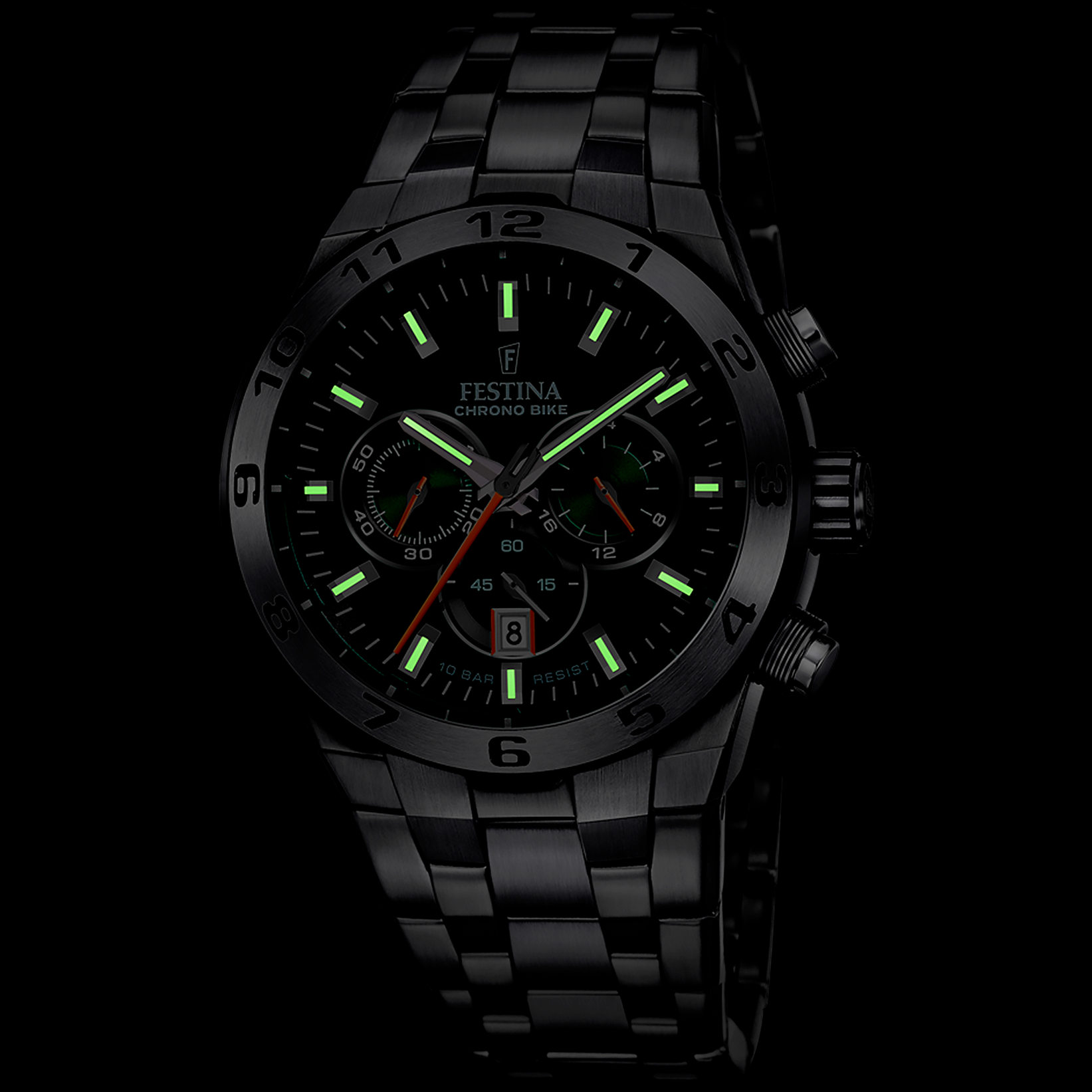 Festina Herrenuhr F20670/2 Chrono Bike Chronograph Edelstahl Grün