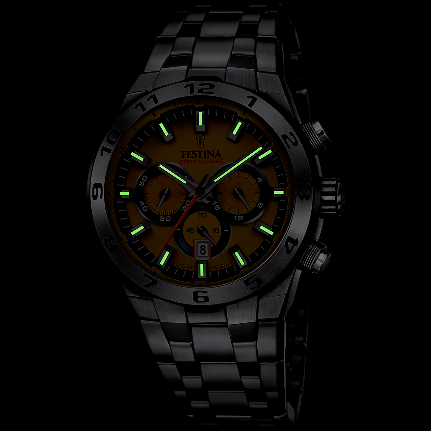 Festina Herrenuhr F20670/4 Chrono Bike Chronograph Edelstahl Gelb Blau