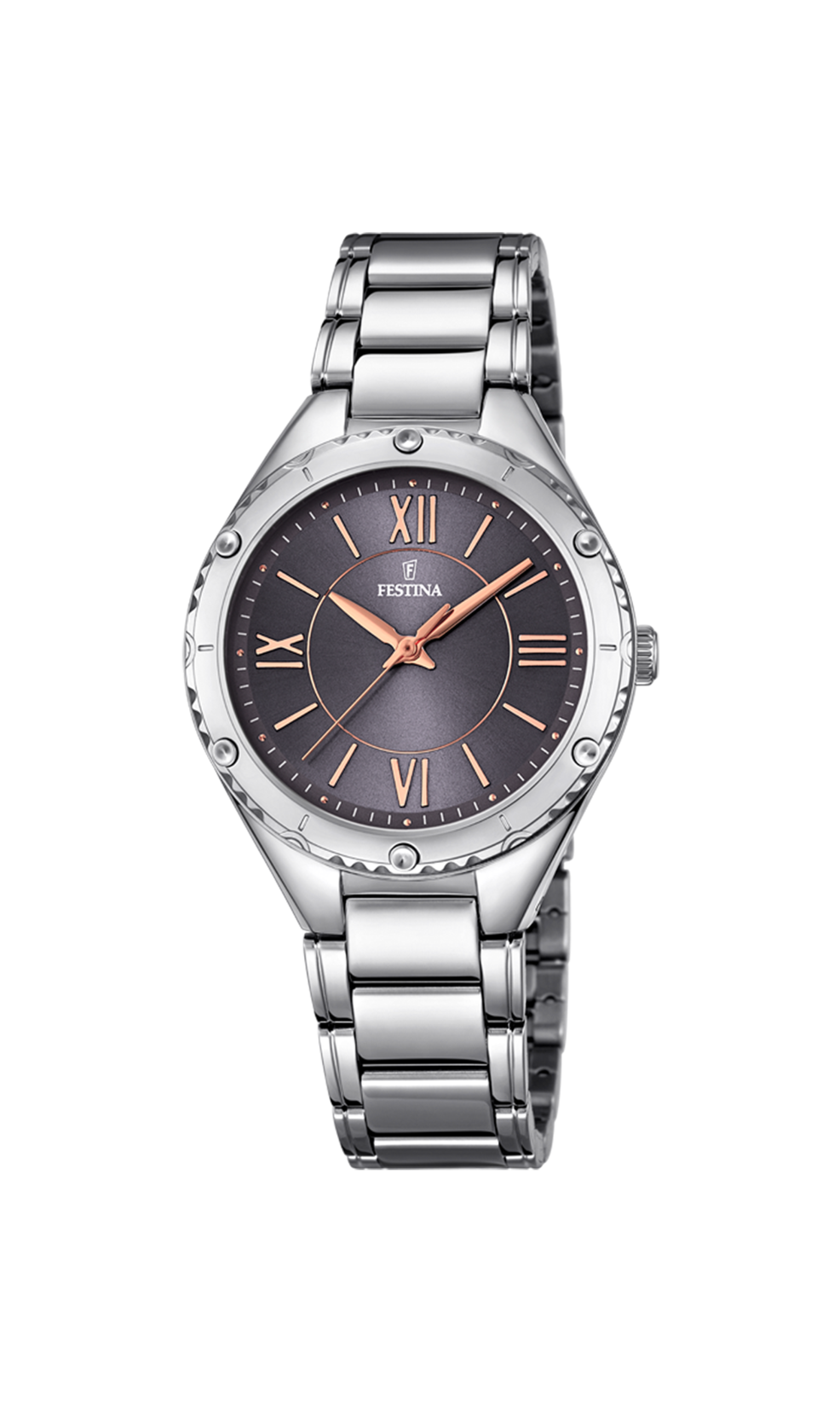 Festina Damenuhr F16921/2 Edelstahl Silber Anthrazit Roségoldfar