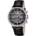 Festina Herrenuhr F16893/5 Chronograph Leder Schwarz Silber Grau