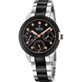 Festina Damenuhr F20497/3 Ceramic Bicolor Schwarz Edelstahl Roségold Multifunktion
