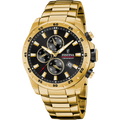Festina Herrenuhr F20541/4 Chronograph Goldfarben Edelstahl Schwarz