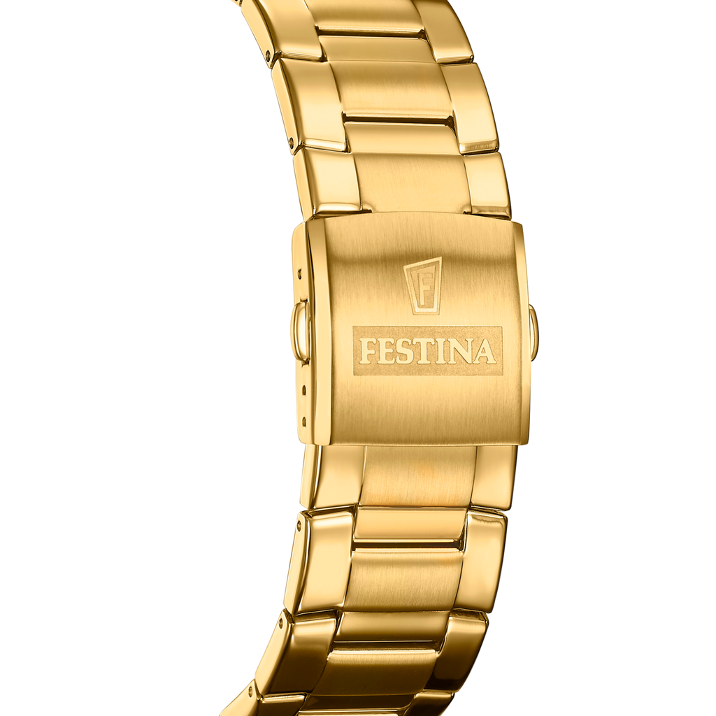 Festina Herrenuhr F20541/4 Chronograph Goldfarben Edelstahl Schwarz