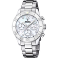 Festina Damenuhr F20603/1 Chronograph Edelstahl Silber Perlmutt Zifferblatt