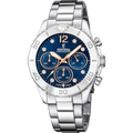 Festina Damenuhr F20603/3 Chronograph Edelstahl Silber Blau Roségold