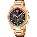 Festina Damenuhr F20639/3 Roségold Chronograph Edelstahl Rainbow Kristalle