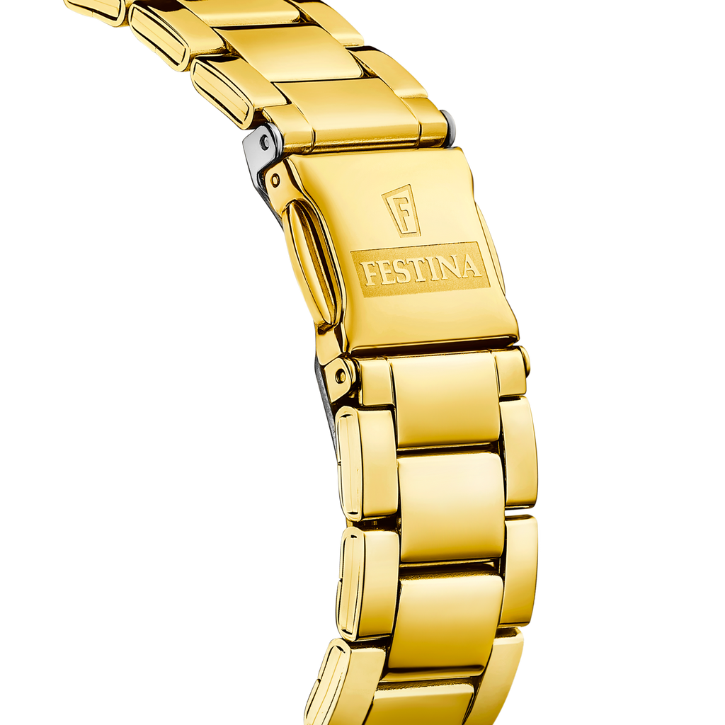 Festina Damenuhr F20640/6 Gold Edelstahl Schwarz Zifferblatt Quarz
