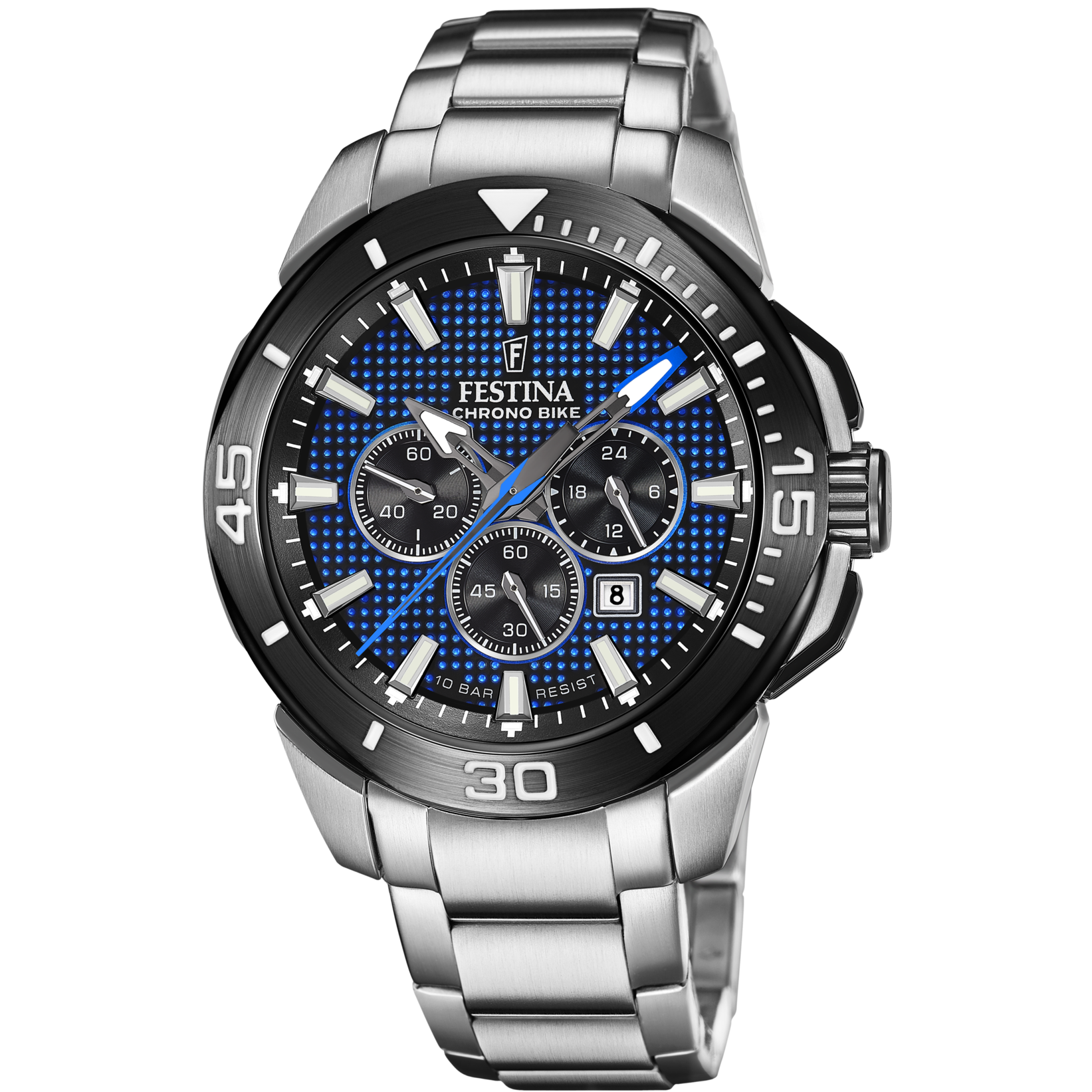 Festina Herrenuhr F20641/2 Chrono Bike Chronograph Edelstahl Blau Schwarz