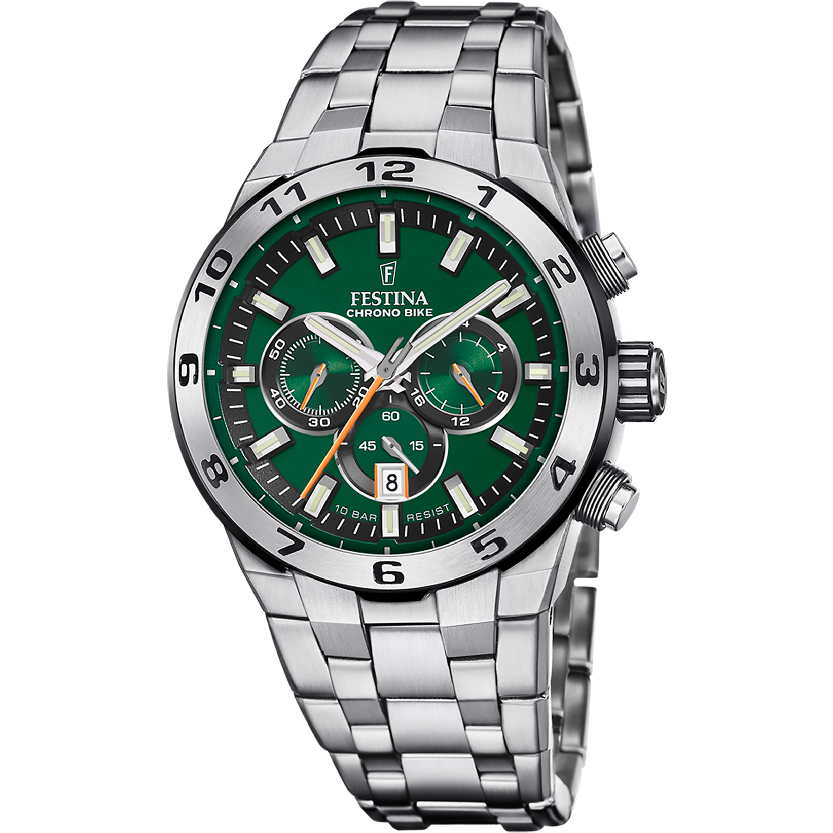 Festina Herrenuhr F20670/2 Chrono Bike Chronograph Edelstahl Grün