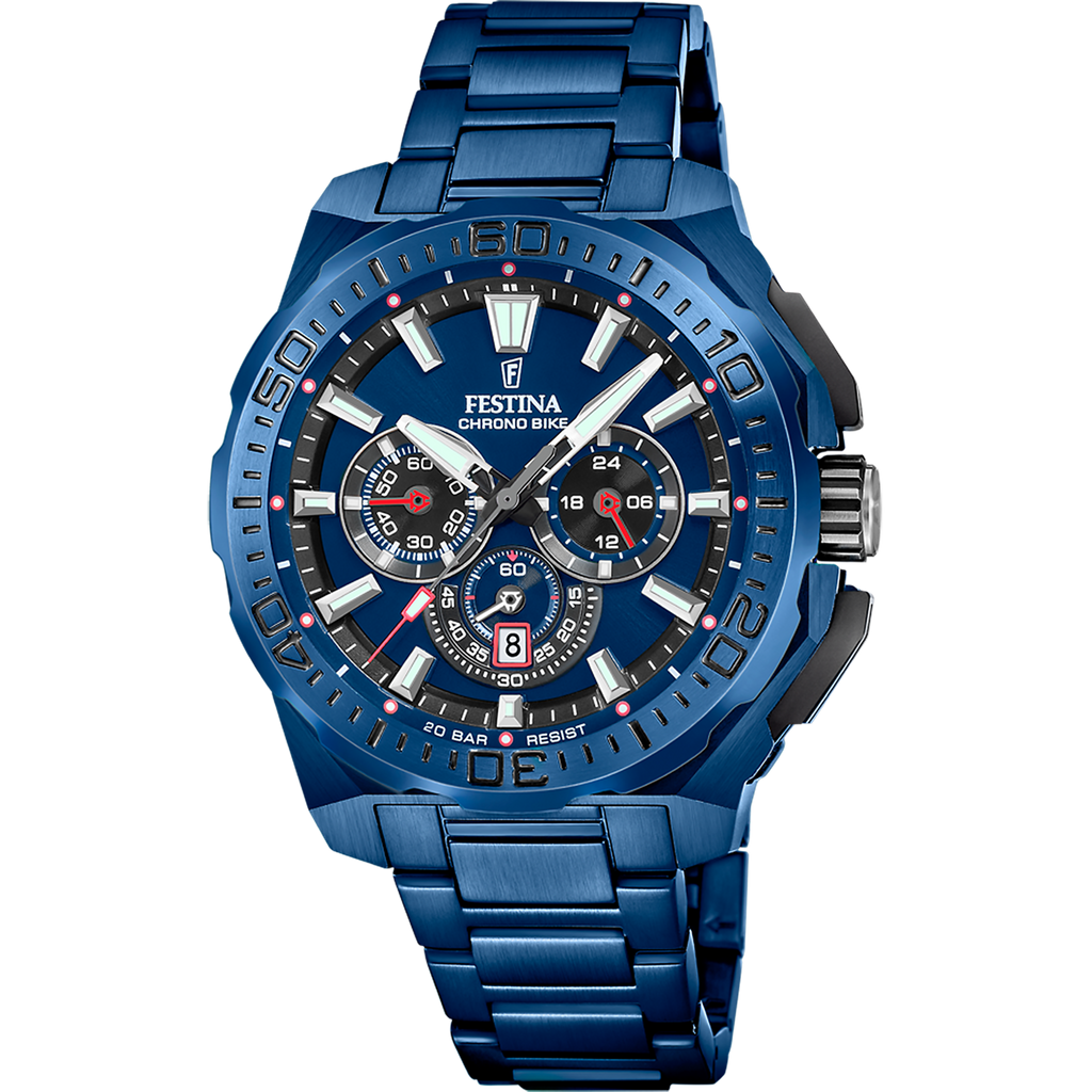 Festina Herrenuhr F20729/1 Chrono Bike Chronograph Blau Edelstahl