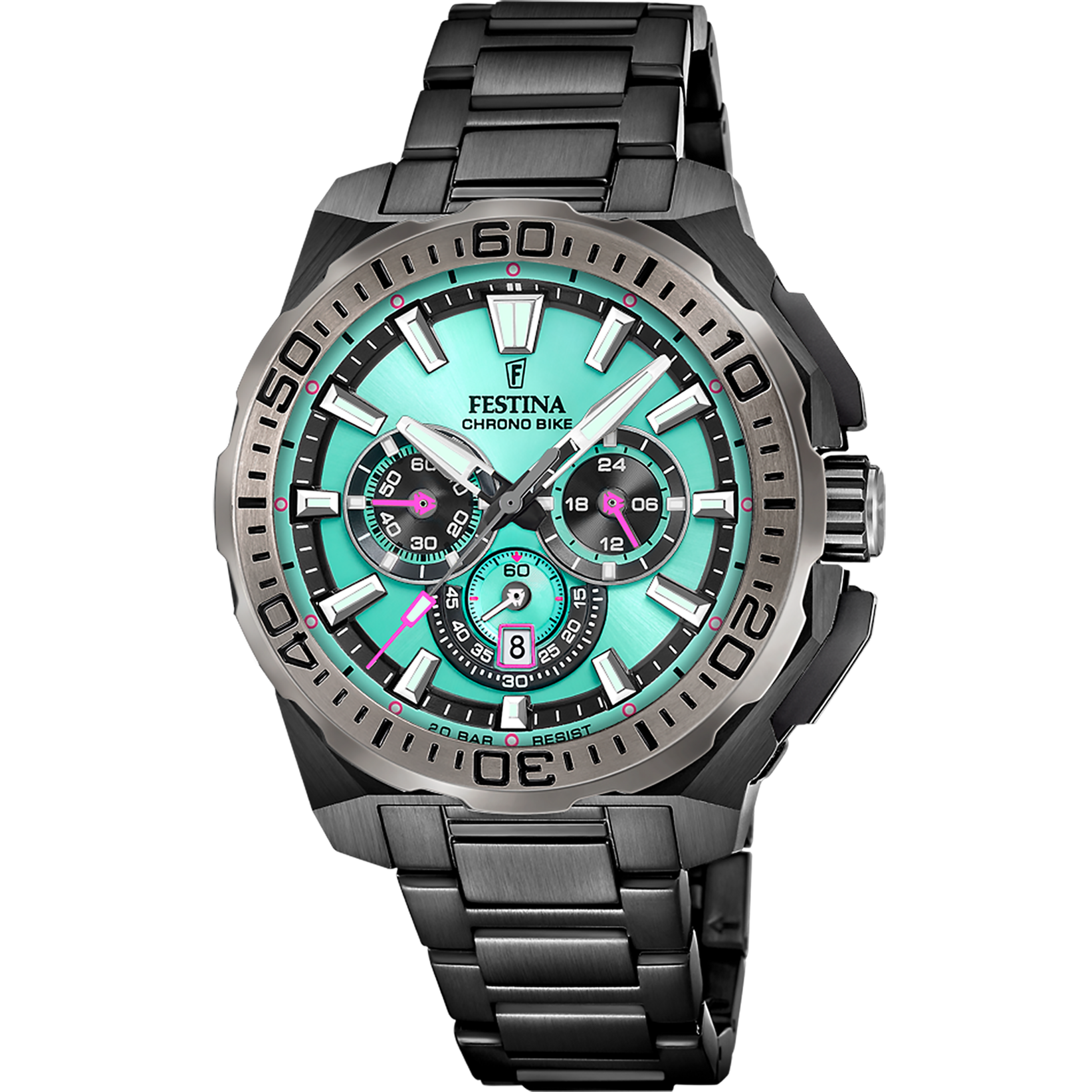 Festina Herrenuhr F20731/3 Chrono Bike Chronograph Edelstahl Schwarz Türkis