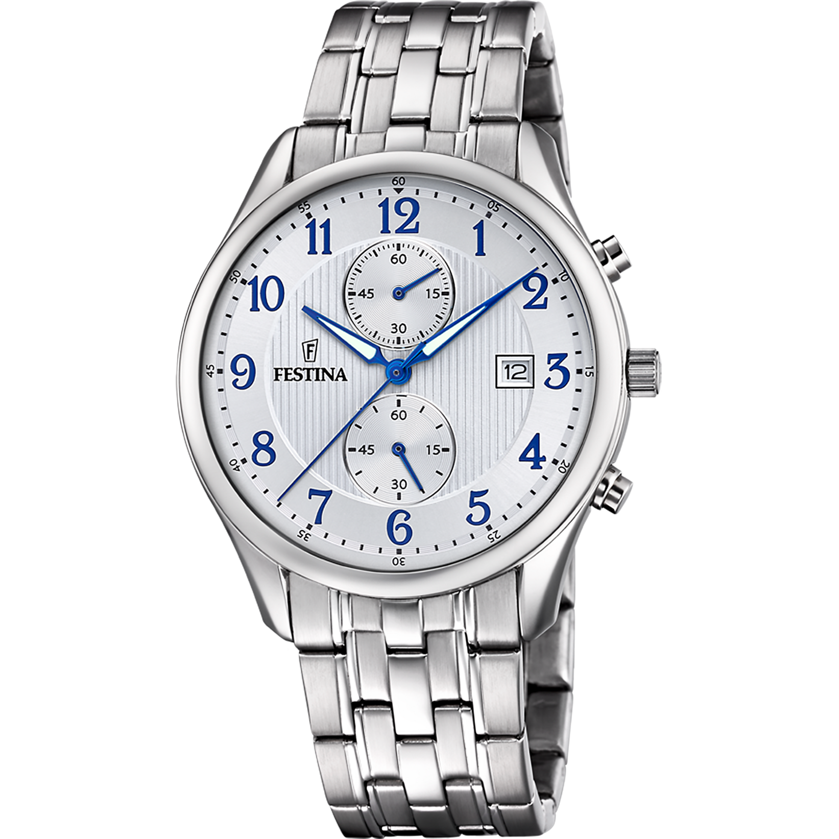 Festina Herrenuhr F6854/A Chronograph Silber Blau Edelstahl